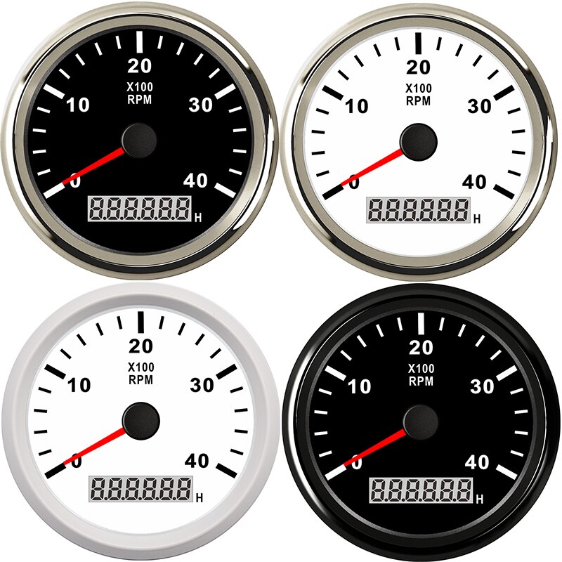 85mm 4000 rpm omdrejningstæller med førte digitale timetæller marine påhængsmotor dieselmotor motor generator tacho meter gauge 12v/24v