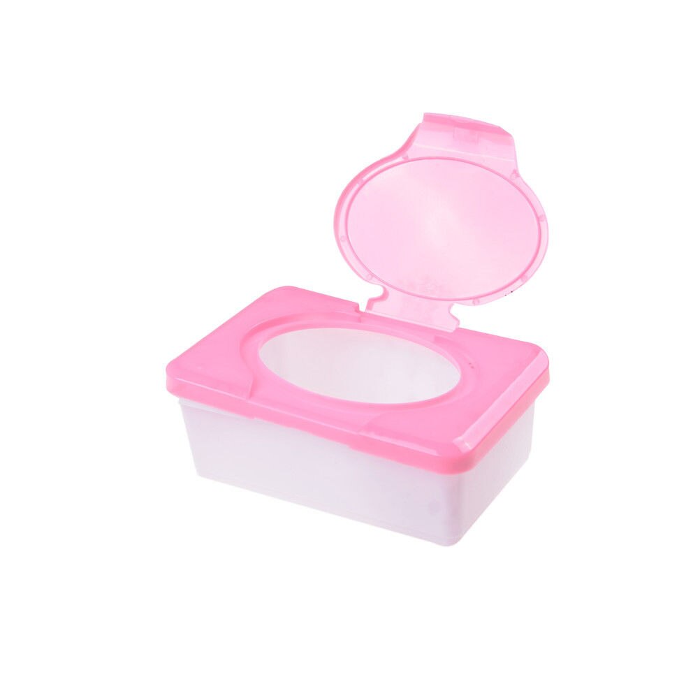 Plastik tør vådservietter æske babyservietter tryk pop-up hjemmeservietter tilbehør pink blå farver: Lyserød