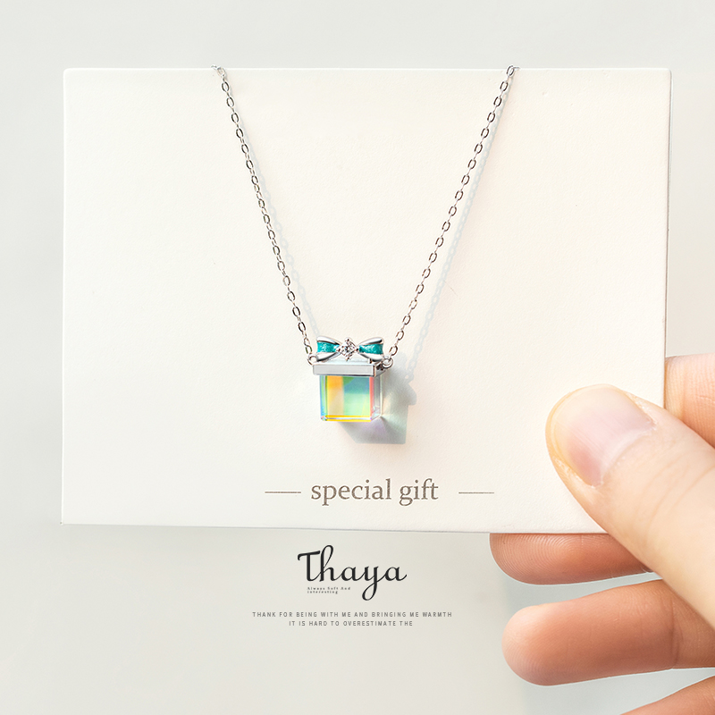 Thaya Color Light Bow Necklace 925 Silver Bohemia Interesting Color Prism Necklace for Women Special Jewelry