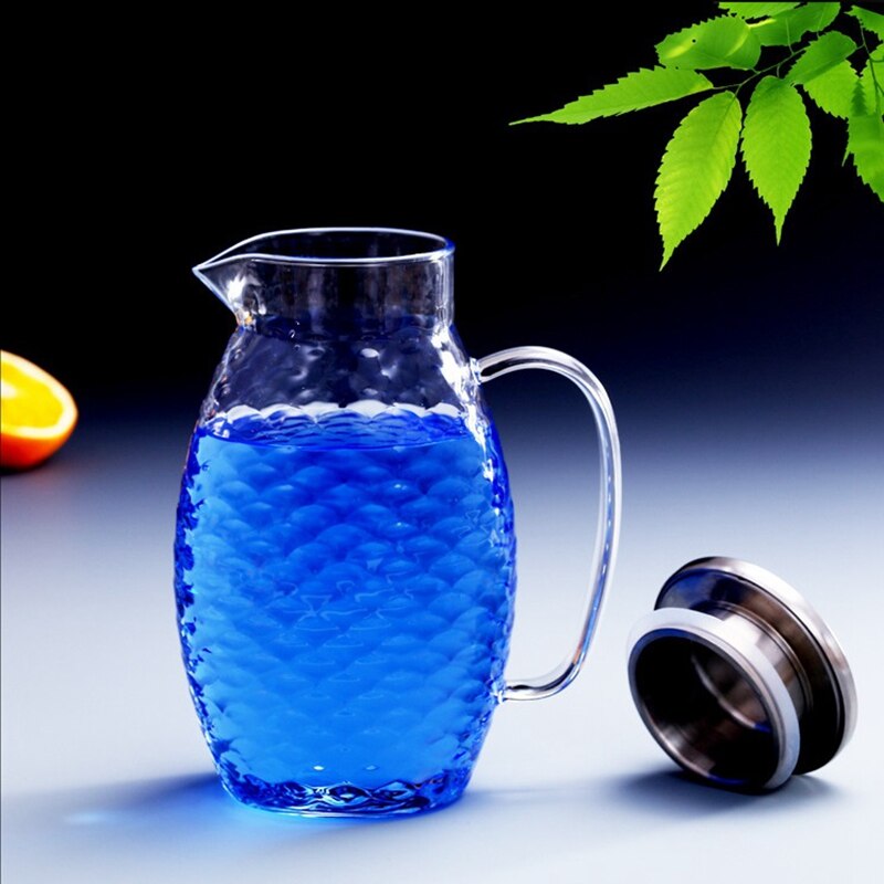 Jarra de cristal con forma de pez, conjunto de jarra de agua, té, jarra de champán, cóctel, limón, recipientes para zumo, 1.5L/2L