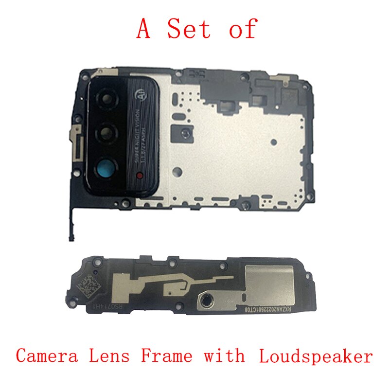 Achter Back Camera Lens Glas Met Metalen Frame Houder Voor Huawei Honor X10 Max 5G Luidspreker Reparatie Vervanging onderdelen: A Set