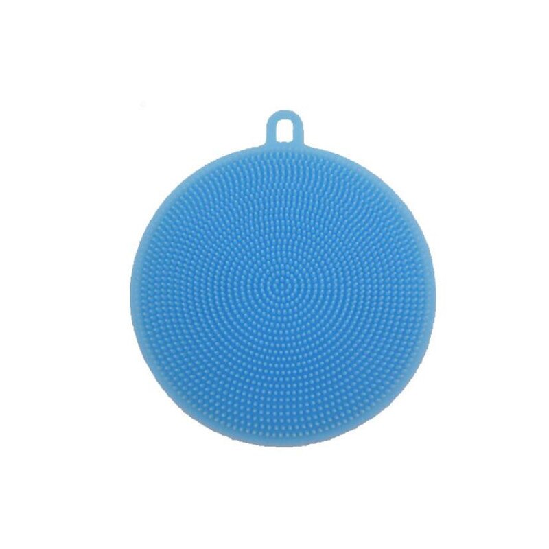 1PC Kitchen Cleaning Brush Silicone Dishwashing Brush Fruit Vegetable Cleaning Brushes Pot Pan Sponge Scouring Pads: Blue