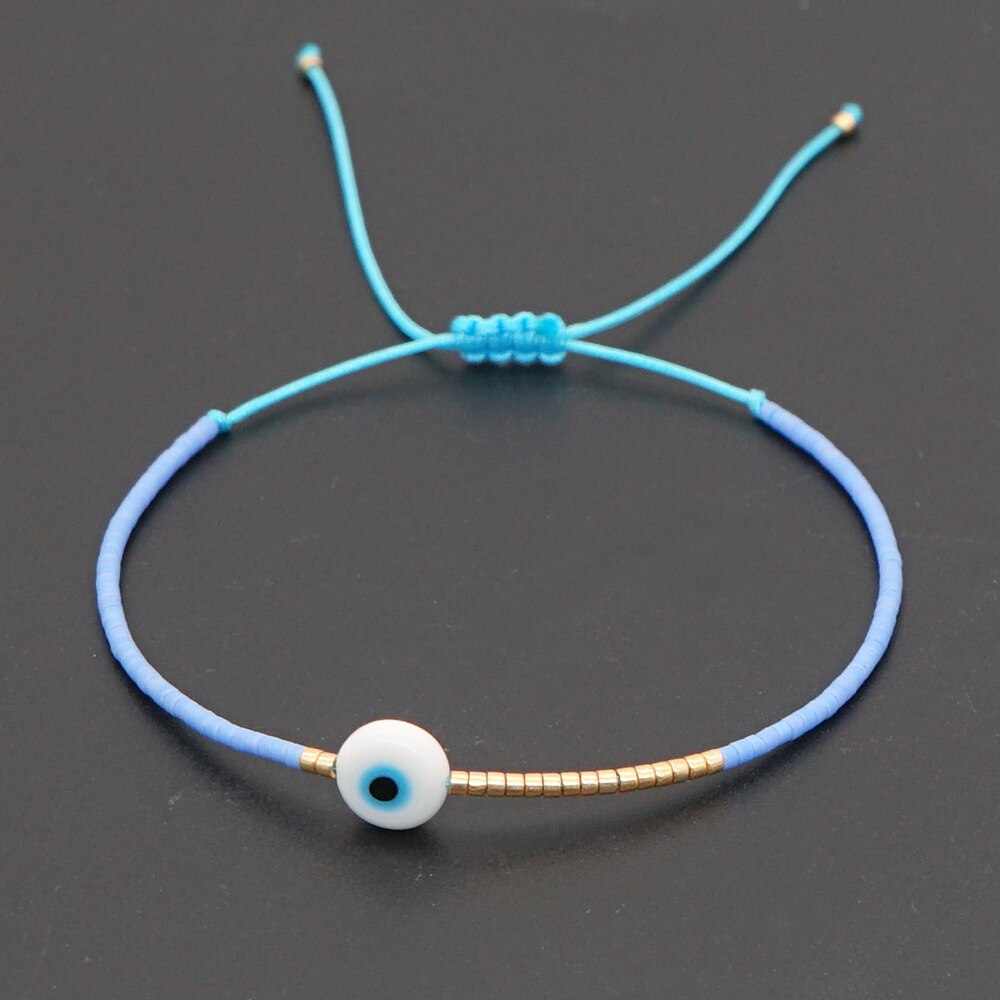 Bransoletka z greckim oczkiem bransoletka z tureckim nazarem String proste bransoletki dla kobiet mężczyzn koraliki Miyuki biżuteria Pulsera mal de ojo: F