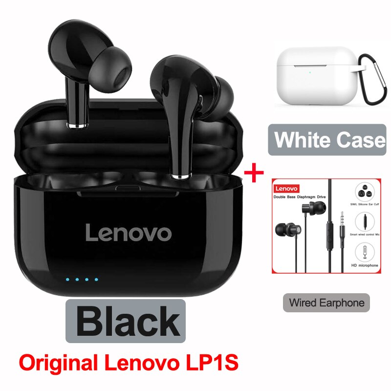 Lenovo-auriculares inalámbricos LP1S LP1 S, cascos con Bluetooth 5,0, HiFi, micrófono, deportivos, manos libres, sonido estéreo, IPX4, resistentes al agua: LP1S Bla Ca Whi TW13