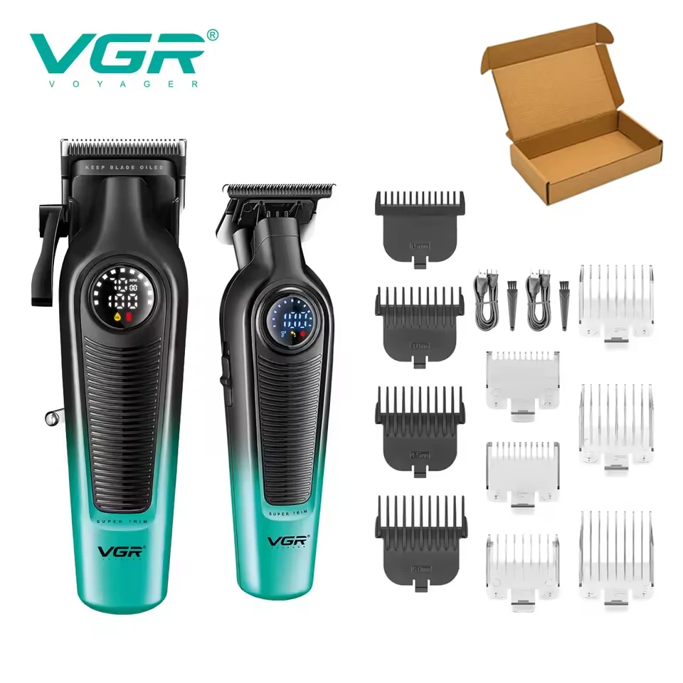 VGR 196 Professionelle Haarschneidemaschine, DLC-Klinge, LED-Anzeige, kabellose USB-Keramikklinge, Herren-Haarschneidemaschine, Haarschneidemaschine: Orange
