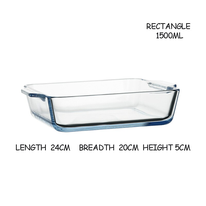 Klart glass ovnsbrett mikrobølgeovn firkantet tallerken ildfast fett med til ører comal kake brød rund ovnsbolle enkel lunsjtallerken: 24 x 20 x 5cm