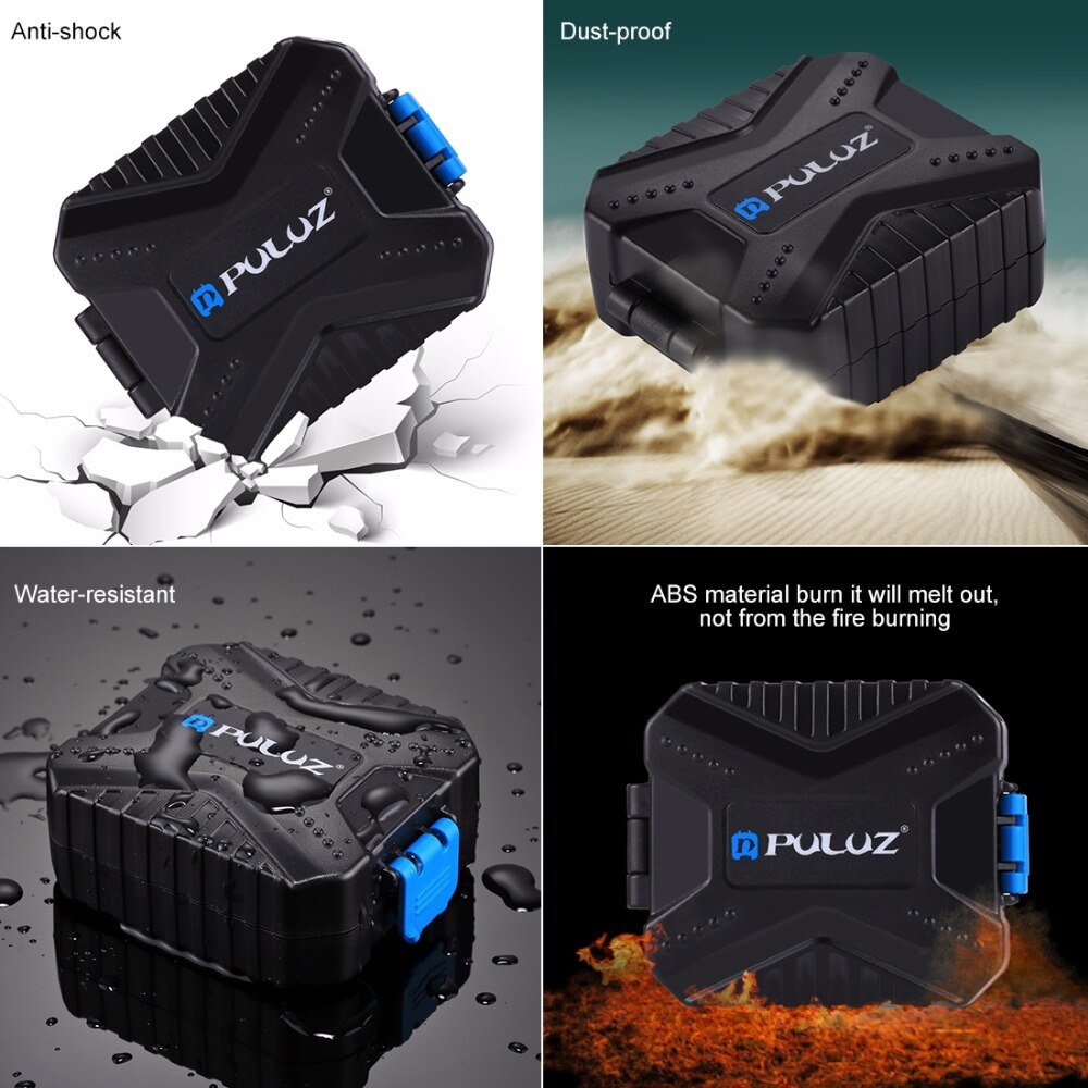 PULUZ Memory Card Case 11 Slots Waterproof Protector Storage Box for 2CF+2XQD+2SD+1SIM+1M-SIM+1N-SIM+2TF/MSD