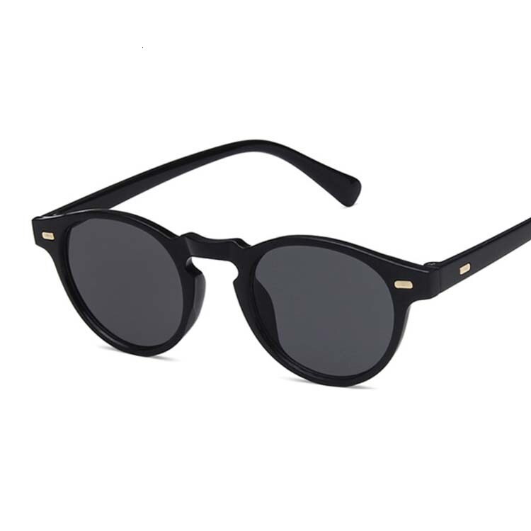 Klassieke Vintage Zonnebril Vrouwen Mannelijke Ronde Cat Eye Zonnebril Vrouwelijke Retro Stijl Luipaard Kleine Frame Oculos De Sol: Black Gray