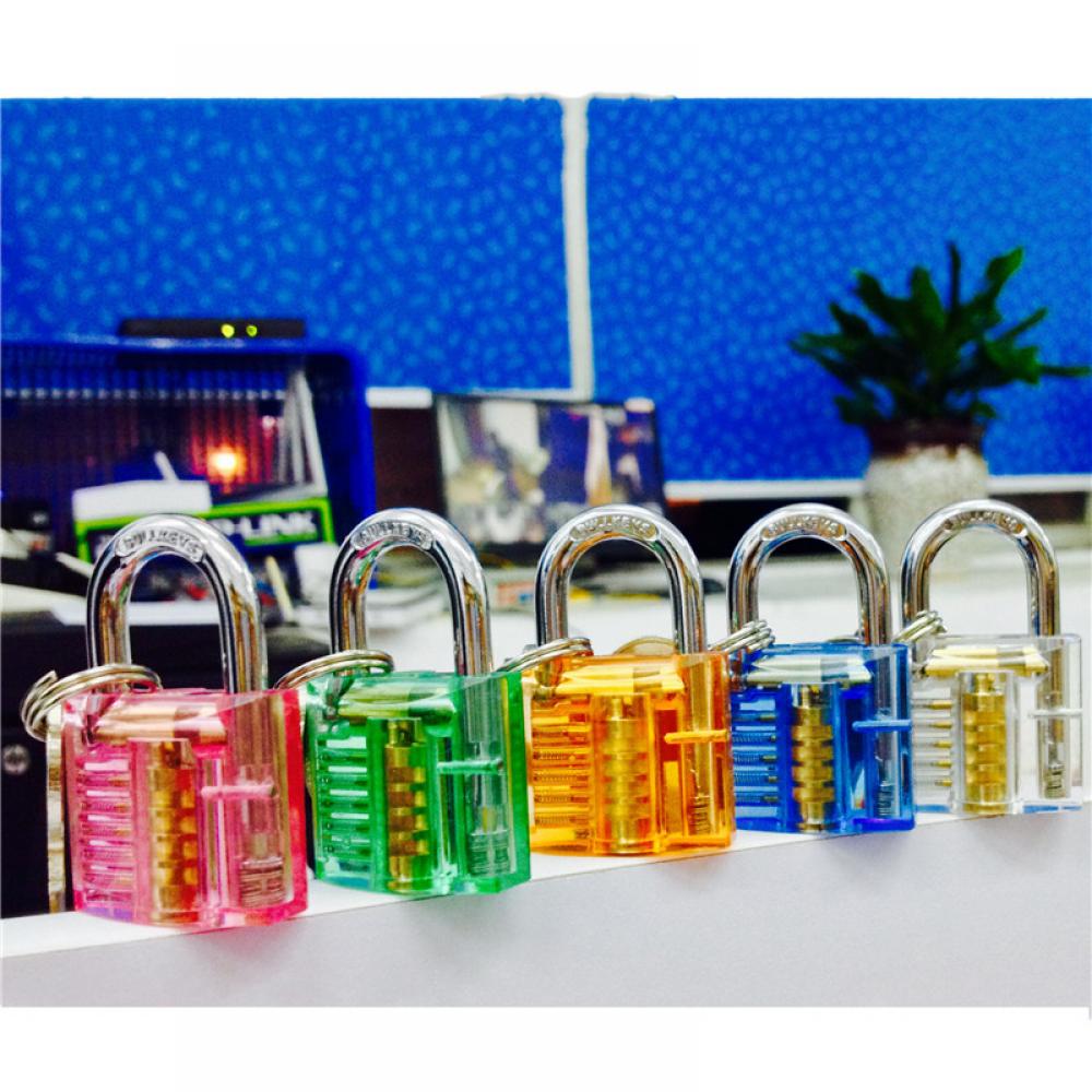 1Pc Clear Crystal Transparent Cutaway Locks Inside View Practice Padlock Visible View Lock Training Skill Locks Keyed Padlock