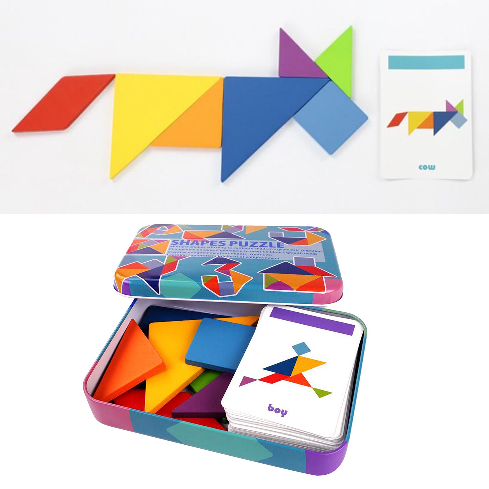 Travel Tangram Puzzle Jigsaw Pattern Block Sorting Game Toy