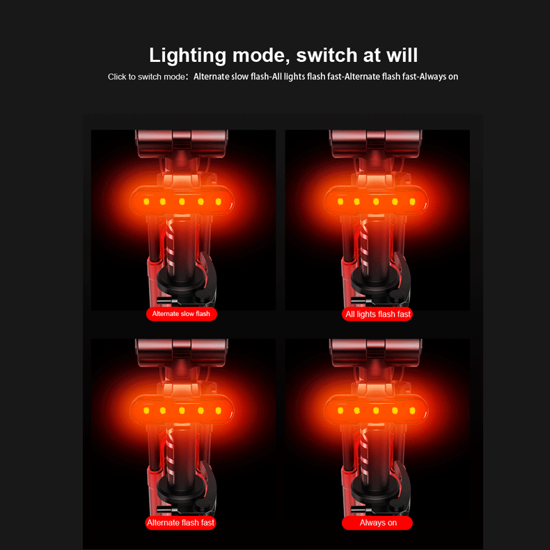 X-TIGER Fietsachterlicht Waterdicht MTB-fietslicht USB Charge LED Fietsachterlicht Flitsstaart Veiligheidsfietswaarschuwingslampje