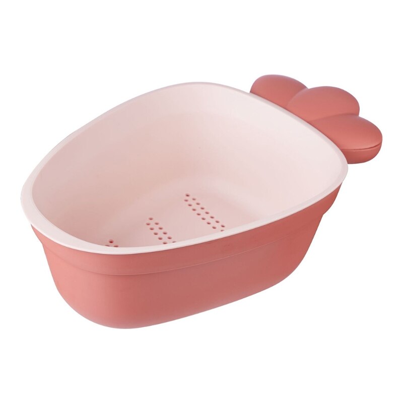 Fruit Bowl Plastic Fruit Tray Kitchen Drain Double Layer Radish Shape: MN