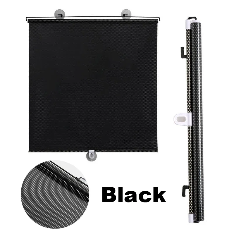 Universal- Rollos Saugnapf Sonnenschutz Verdunkelungsvorhang Auto Schlafzimmer Küche Büro Fenster Sonnenschutz Vorhänge Nagelfrei: 20 "W x 48" L / Schwarz