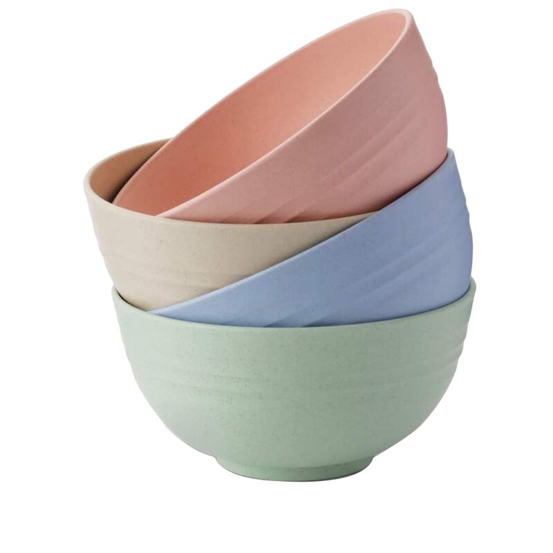 Wheat Straw Plates Bowls and Cups Dinner Set,Microwave Dishwasher Safe,for Home Caravan Picnic Camping,12 Piece