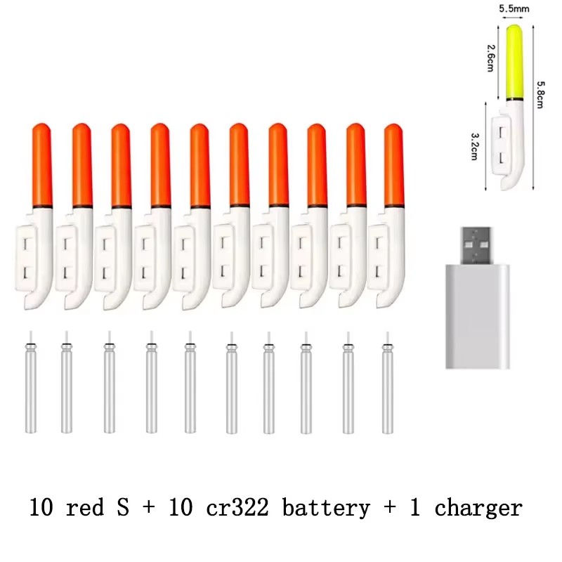 10 st/parti elektronisk ljuspinne med uppladdningsbart batteri, klämma på fiskespö, lysande lampa  a578  cr322 / cr425: Lila