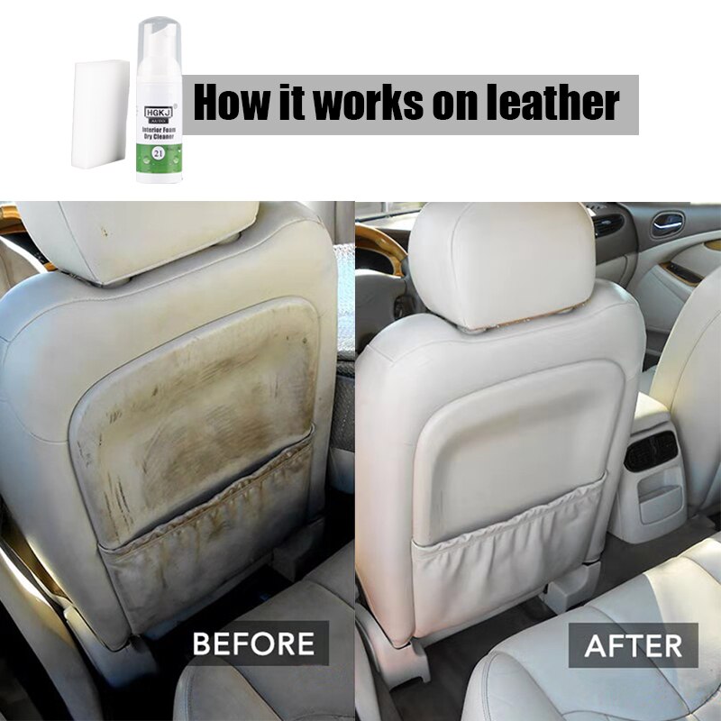 HGKJ Car Interior Cleaning Foam Dry Cleaner Stains Remover Seat Leather Care Car Leather Cleaner Repair Kit Car Interior Cleaner