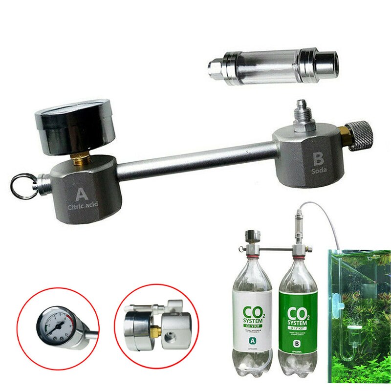 High Strength Silver CO2 Generator for Plants Aquarium CO2 DIY System Kit Pressurized w/ Bubble Counter CO2 Equipment