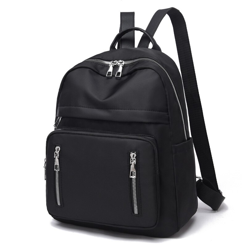 Mochila negra Oxford para mujer, mochila escolar rosa para niña, mochila de viaje de , bolsos: Black