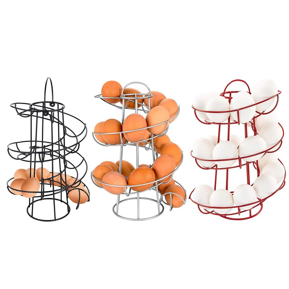 Multi-functional Black Egg Frame Spiral Egg Basket Stainless Steel Art Practical Storage Frame
