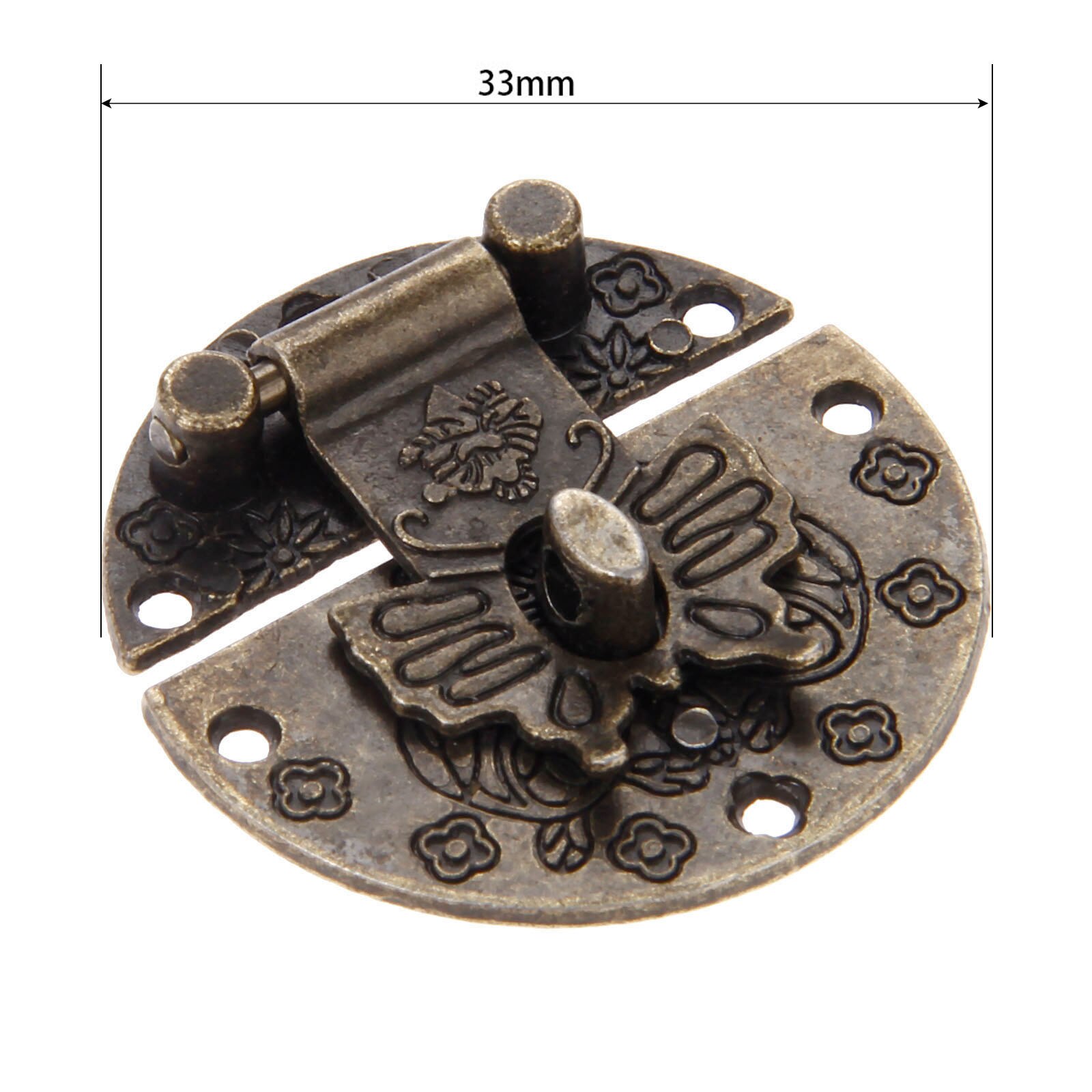 Antiek Brons Houten Doos Hangslot Chinese Oude Slot Met Vintage Box Klink Hasp Meubelen Gespsluiting Lock Hardware