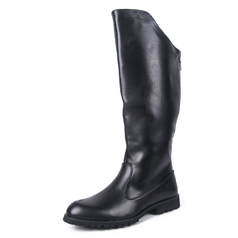 Swonco høystøvel for menn vinter pu skinn svart farge herresko skinn vinterstøvler menn sko varme menn ridestøvler: 42