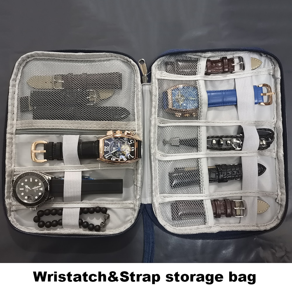 Multifunktionelt bærbart urrem organisator urboks opbevaringstaske urrem holder ur rejsetaske pose grå sort