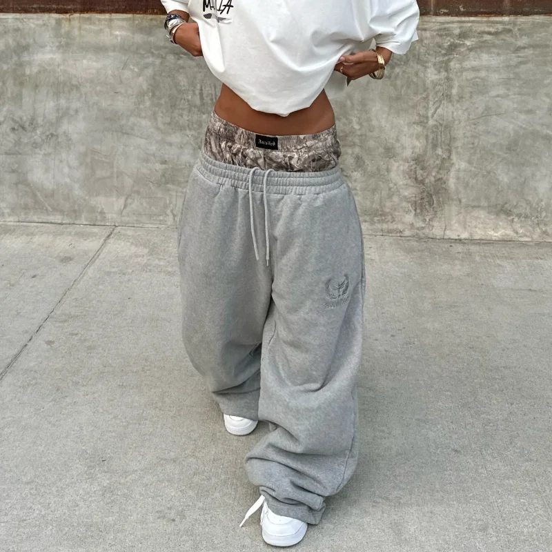 Y2K tendance pantalons de survêtement Camouflage motif brodé Streetwear hommes femmes vêtements rétro Camouflage Baggy pantalon unisexe pantalon à jambes larges