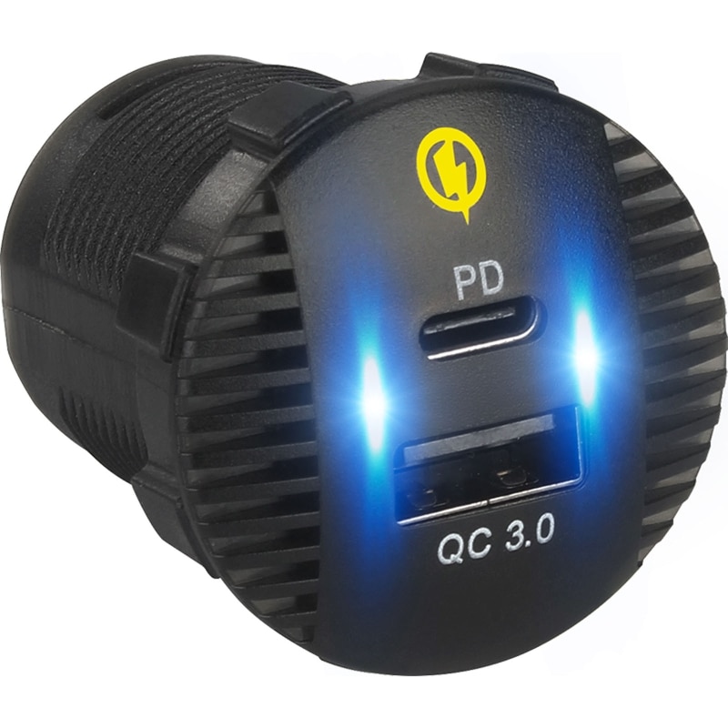 Adaptador de cargador rápido para coche, dispositivo resistente al agua, 12V, 24V, QC3.0, USB, 18W, tipo C, PD, para SUV, coche, barco, camión, tableta marina, teléfono móvil, GPS