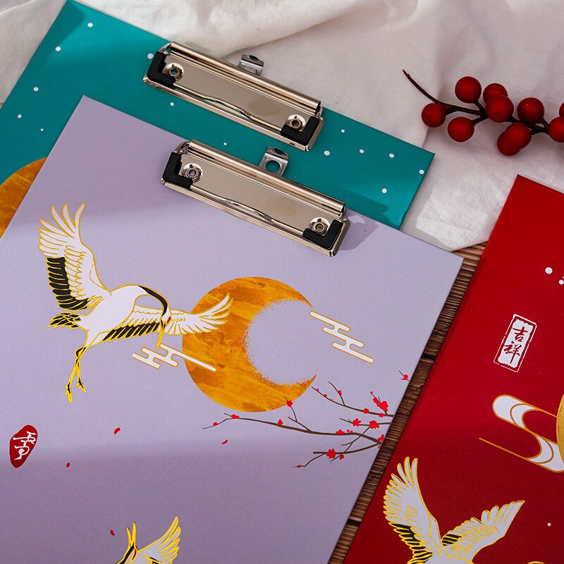 Retro A4 Bronzing Board Clip Student Writing Pad Board Clip Exam Paper Clip Folder Office Student Supplies Stationery