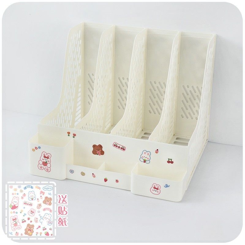 Kawaii Desk Organizer File Tray Desk Book Stand Office Desk Book Storage Box Bookends Book Shelf Stationery Organizer: 3