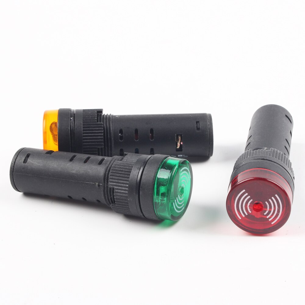 Colorful AD16-16SM 12V 24V 110V 220V 16mm Flash Signal Light Red LED Active Buzzer Beep Alarm Indicator Red Green Yellow