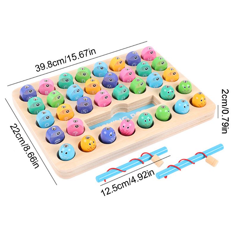 Di legno di Pesca Magnetica Gioco Giocattolo per Bambini Lettere di Alfabeto Numero di Apprendimento puzzle