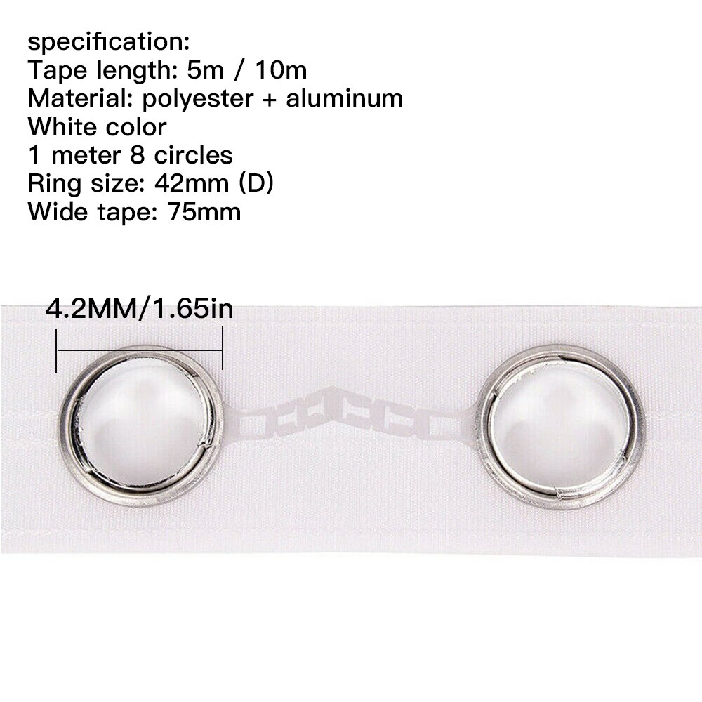 5/10M Oogje Gordijn Tape Gordijn Rubriek Grommet Tape Transparante Ring Header Tape Gordijn Accessoires Polyester