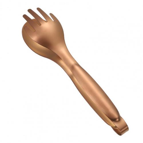 Food Clamp Ergonomic Kitchen Utensils 304 Stainless Steel BBQ Steak Buffet Clip for Kitchen Stainless steel food tongs: Rose Gold