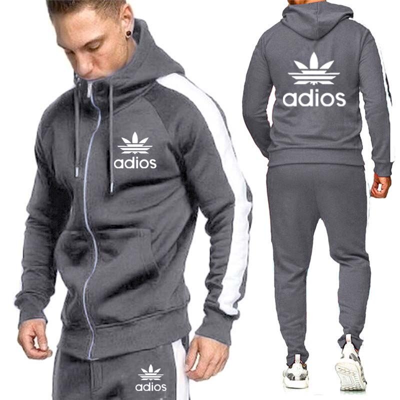 Marka jesień i zima męska garnitur odzież sportowa 2 sztuka spodnie z kapturem jogging fitness sportowe zabezpieczenia strój sportowy ropa hombre