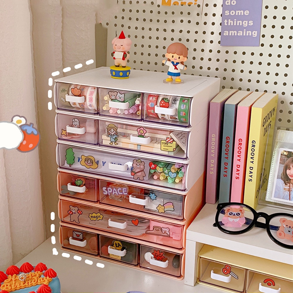 Desktop Acrylic Storage Box Drawer Organizer Large Capacity Sundries Storage Desktop Jewelry Nail Polish Makeup Drawer Container