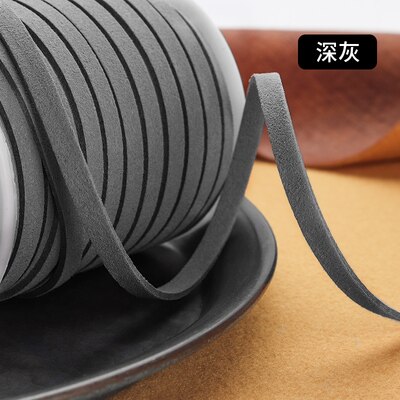 5MM 5yards Flat Faux Suede Braided Cord Leather Korean Velvet Leather Belt for Jewelry Making Diy Handmade Bracelet: grey