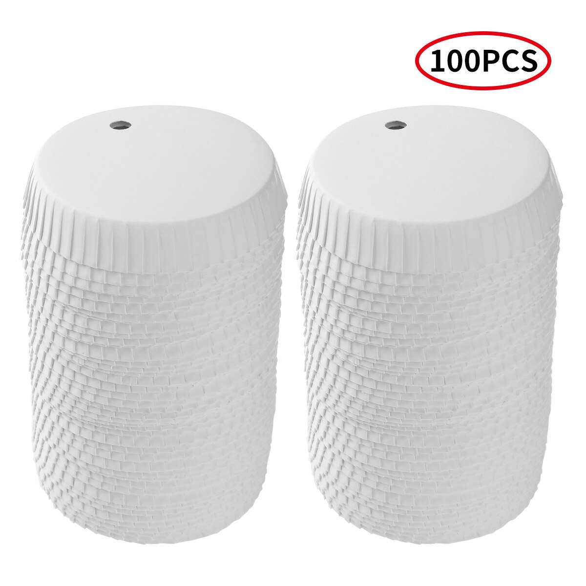 100 tapas de vasos de papel antisalpicaduras desechables tapas para beber zumos apilables tapas de tazas de té y café para el hogar Oficina barras KTV: White 70mm with hole