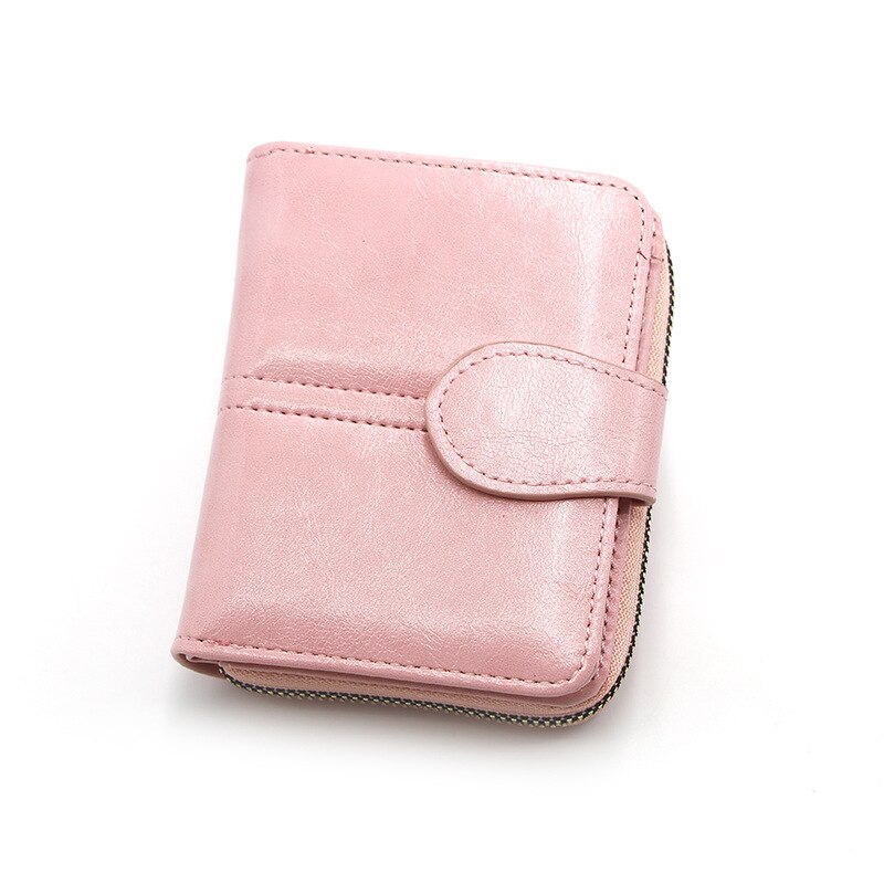 Purdored-porta-cartões de couro pu feminino/masculino com zíper, estojo para cartões de visita, bolsa para moedas, 1 peça: pink