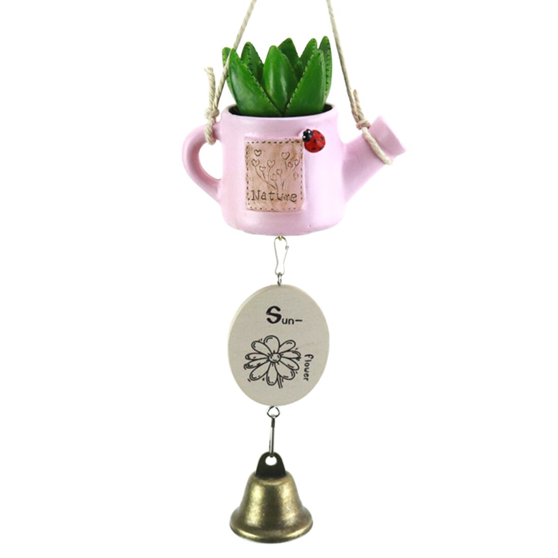 Simulation Country Style Potted Plant Wind Chimes Hanging Style Bells For Window Decor To Friend-White/Yellow/Pink: 3