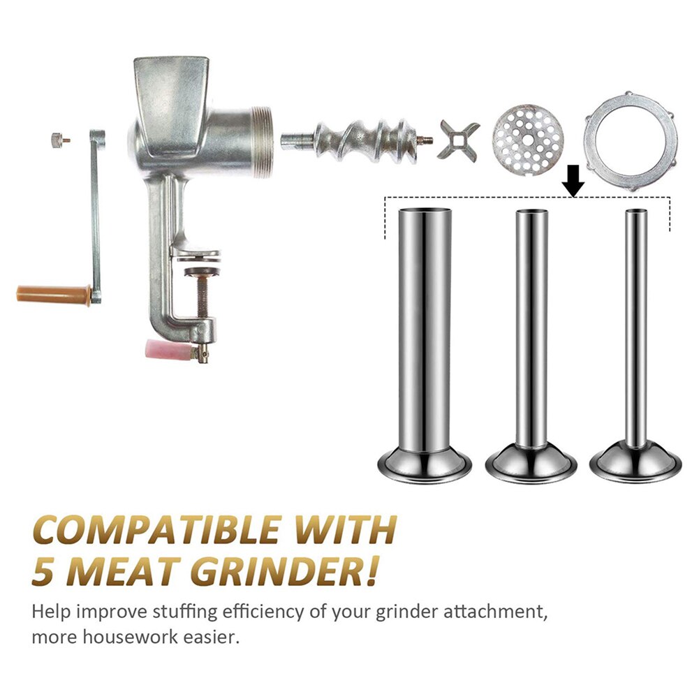 3pcs/set Meat Grinder Sausage Stuffer Filling Tubes Sausage Maker Tubes DIY Sausage Maker stuffer tubes Kitchen Meat Tools