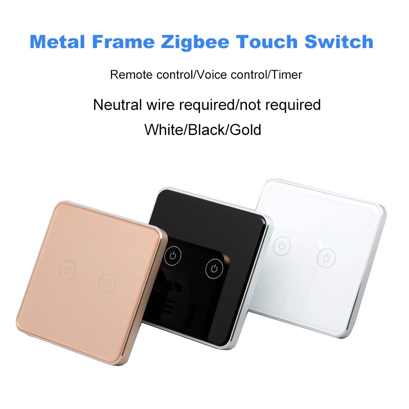 Lonsonho Zigbee Smart Schakelaar - EU 220V Touch Lichtschakelaar - Met/Zonder Nul - Compatibel Alexa Google Home