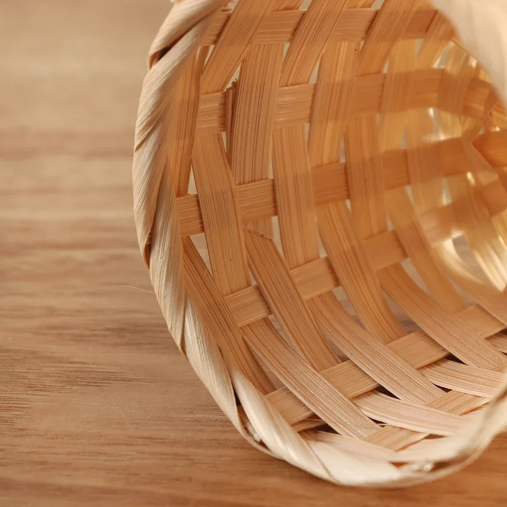 Cesta pequeña de escritorio, acabado de almacenamiento para el hogar, productos de tejido de bambú, organizador de artículos diversos, caja de plantas de ratán, cesta de mimbre, 1 Uds.