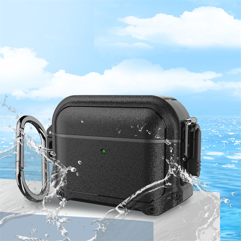 Waterproof Case for AirPods Pro 2 & AirPods 4, Cover with Secure Switch: S / Olive