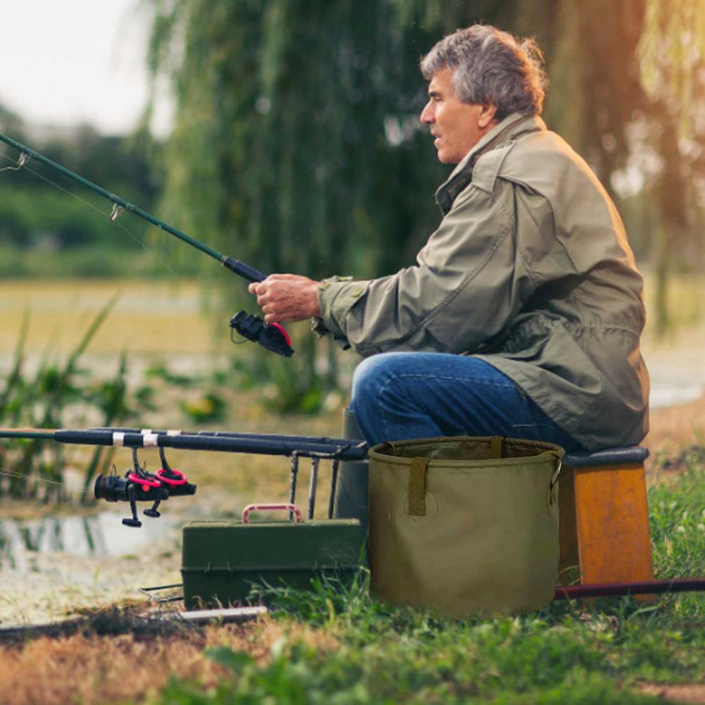 Seau rond pliable Portable, bassin d&#39;eau pliable en PVC seau de pêche étanche voyage en plein air Camping pique-nique stockage d&#39;eau