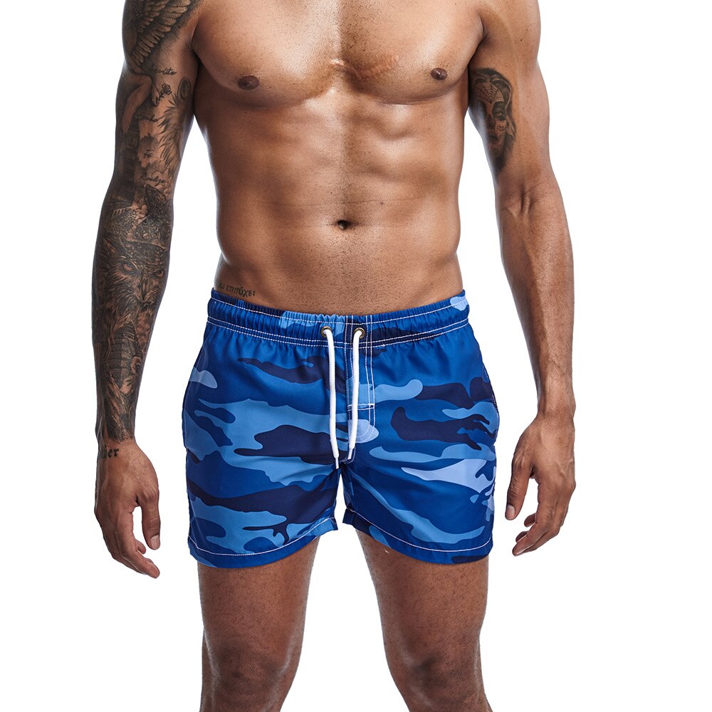 Pantalones cortos de Surf para hombre, Bermudas de secado rápido, camuflaje, para playa: Azul / XL