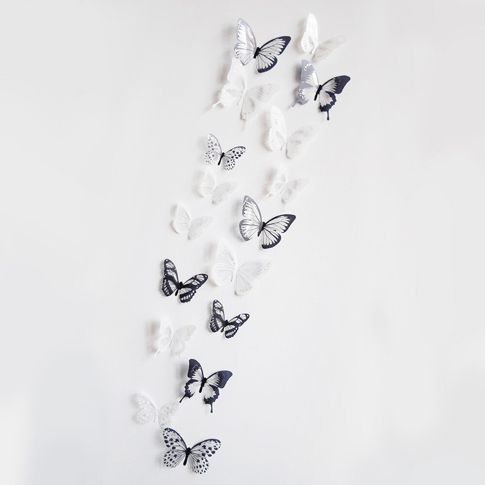 18Stck Mehrfarbig PVC Kunst Aufkleber Kühlschrank Weiß Schwarz Poster 3D Schmetterling Aufkleber Zauberstab Dekoration Heimat Dekor Kindergarten Esszimmer: a