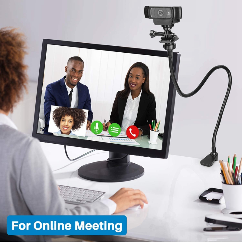 -Webcam Stand, Upgraded Webcam Mount Stand with Flexible Gooseneck Arm and Clamp, Suit for Logitech Webcam C920,C922,C930