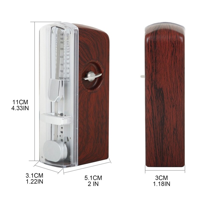 448D Mechanical Metronome Wood Grained Pendulum Metronome for Guitar Violin Piano