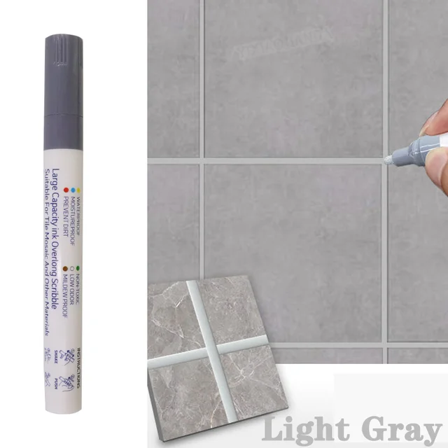 Waterproof Tile Marker Grout Pen Wall Seam for Floor Bathroom Kitchen Toilet Wall Seam Repair Black White Gold Silver Beige: LIGHT GRAY